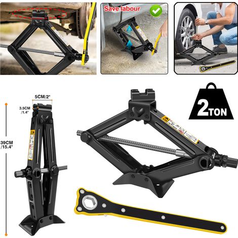 Cric de voiture Cric à ciseaux Pour voiture/SUV/MPV max 2T avec clé à cliquet