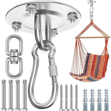 Drehhaken aus Edelstahl 304 für Decke, Holzveranda, Fitnessstudio, Yoga-Aufhängung – Tragkraft: 400 kg