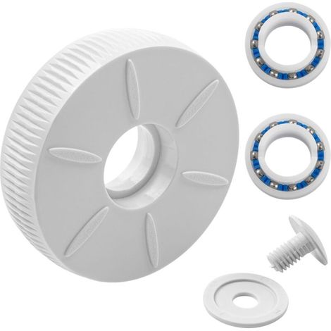 Small Replacement Wheel for Polaris 280 180 C16 Pool Robot + 2 Ball Bearings, Screw, and Round Plug (1/4)