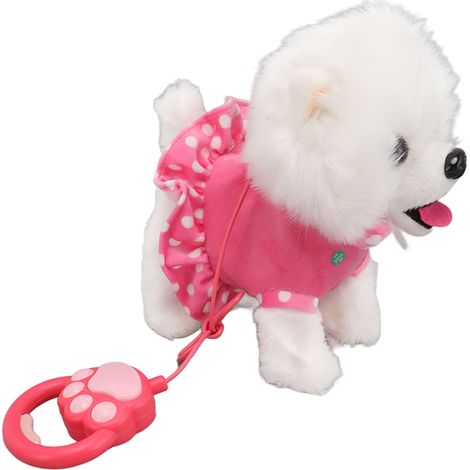 Interaktiver elektronischer Plüschhund mit singendem Welpen und Spazierstock, Fernbedienung und Leine, Geburtstagsgeschenk für Kinder und Kleinkinder, rosa (1/5)