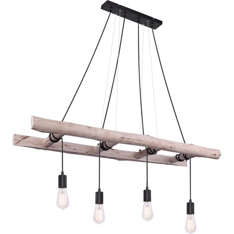 Globo - lámpara colgante - Irmgard - natural - madera - gran (1/4)
