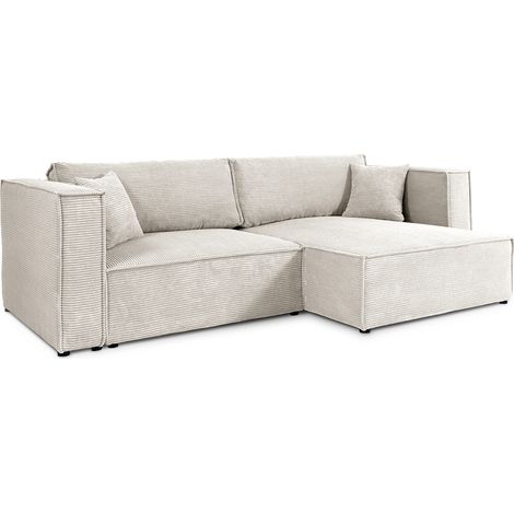 Ecksofa, umkehrbar, umwandelbar, 3-sitzig, Jimmy, Cord, Blanc Cassé