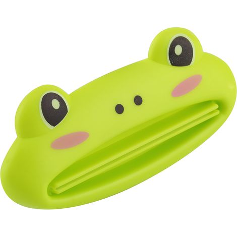 Lot de 2 presse-tube dentifrice en forme de grenouille, distributeur à pâte facile à utiliser, support rouleau pour tube. (1/5)