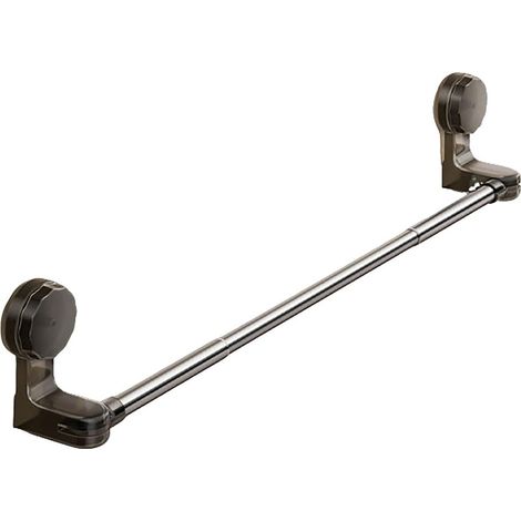 Porte-serviettes extensible à ventouse, 30 à 60 cm, en acier inoxydable noir, pour serviettes, chaussures et couvercles de cuisine et de salle de bain (noir) (1/4)