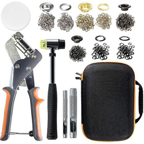 Kit d'œillets en acier inoxydable avec marteau et sacœillets de deux tailles pour projets de bricolage (1/5)