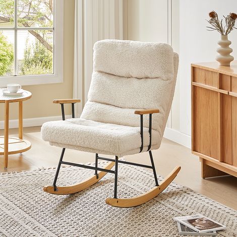Sherpa Upholstered Adjustable Rocking Chair (1/4)