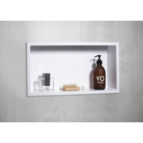 Niche de douche encastrée INSERTA, marbre coulé, 510x270mm, blanc (1/4)