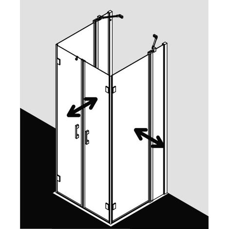 Kermi LIGA en forme de U F2U 1000 x 2000mm argent mat verre trempé transparent (1/2)