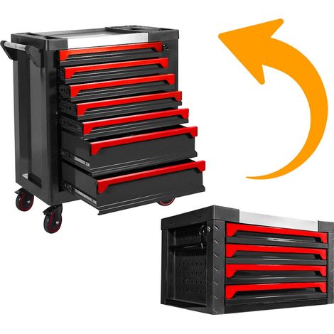 Carro de herramientas 7 cajones con puerta lateral con cofre superior (1/5)