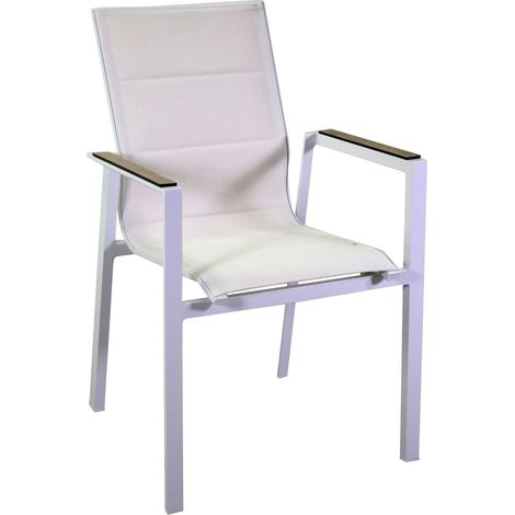 Sedia da Giardino 56x66xh90 cm in Alluminio e Texilene Riverside Bianco (1/4)