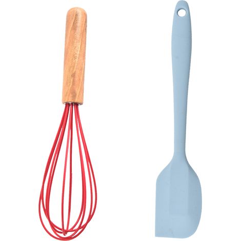 Ensemble Ustensiles Cuisine - Silicone Et Hêtre Naturel - Pour Petites Préparations - Lot De 2 Pièces (1/5)