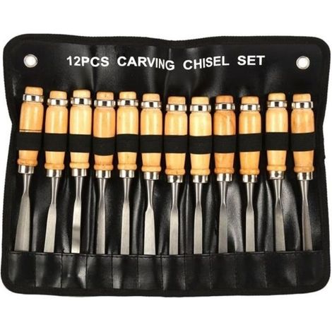 12-Piece Professional Carving Chisel Set - Woodworking, Engraving, Chiseling, DIY (1/4)