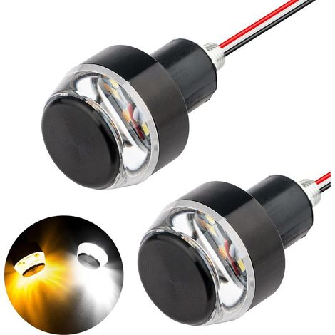 2PCS feu de clignotant moto, LED ambre/blanc, 12 LEDs, étanche IP67, pour guidon 22 mm ou support M10, compatible scooter et cruiser (1/5)
