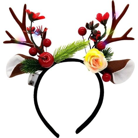 Serre-tête à bois de renne Accessoires de déguisement pour femmes – Serre-tête de Noël avec bois de renne – pour spectacles, séances photo, réunions, cérémonies, fêtes, mariages, anniversaires