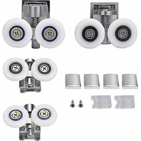 Ensoleille – Roulettes de porte de douche 26mm – Roulette double pour portes en verre 6-8mm – Alliage de zinc et acier inoxydable – Fonctionnement silencieux (1/5)