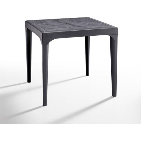 Mesa de jardín cuadrada para exterior 80x80 cm de polipropileno Malmo - Negro (1/4)