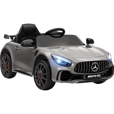 Coche eléctrico para niños de +3 años Mercedes-Benz AMG GTR carro eléctrico infantil con batería 12V mando a distancia faros bocina música plata (1/5)