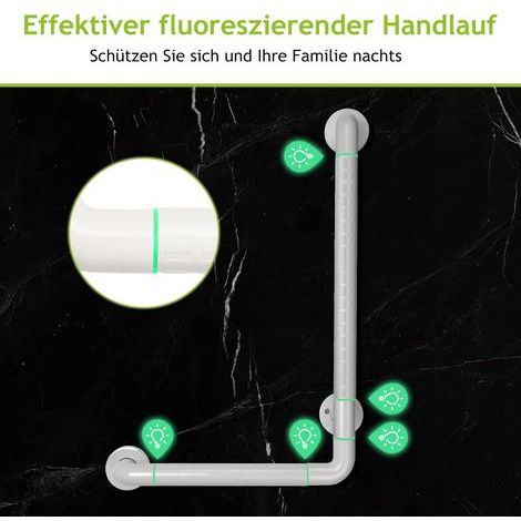 Haltegriffe für ältere Menschen, rutschfester Duschgriff, 60 x 40 cm, Edelstahl, L-förmig, Wandmontage, Badezimmer, Toilette, Handlauf-Weiß (1/5)