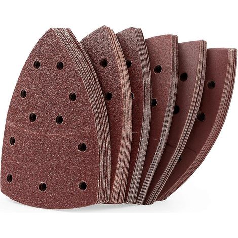 S SATC 60 PCS Mouse Sander Sandpaper 11 Holes Detail Sander Sandpaper Palm Sander Paper Hook Loop Sander Pads Triangular