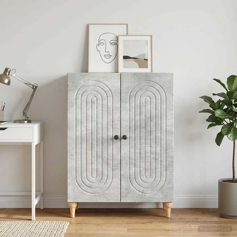 Buffet gris béton 2 portes avec étagères 66 x 34,5 x 90 cm en bois d'ingénierie - PANGIVO (1/5)