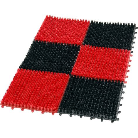 Zerbino in plastica effetto erba, 6 pezzi, 3655 cm nero/rosso - zerbino 67984