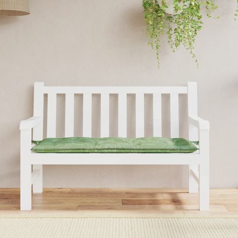 Coussin de banc de jardin motif de feuilles 120x50x7 cm tissu (1/5)