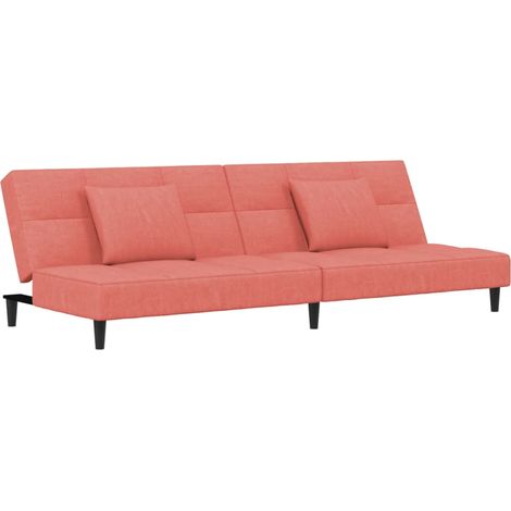 Canapé  Sofa-lit à 2 places avec deux oreillers Rose Velours