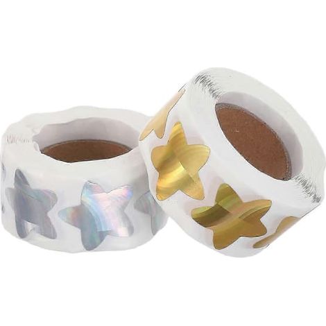 BelleRise - 2 rouleaux autocollants étoiles dorées pour cadeaux, enveloppes, sachets, emballage et récompenses, 2,50 x 2,50 x 0,01 cm (1/4)