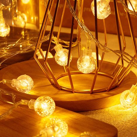 Guirlande lumineuse LED boules cristal transparentes blanc chaud, décoration festive pour Noël et camping. S337 (1/5)