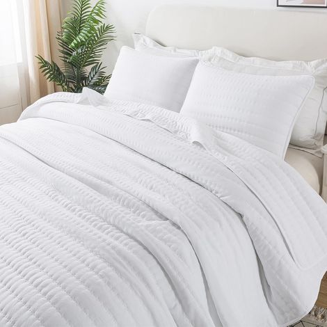 Couvre Lit 2 Personnes 300x270 cm, Blanc Dessus de Lits Douce, Jeté de Lit Boutis, Couverture Matelassé, Matelassage de Lit et Canapé (1/5)