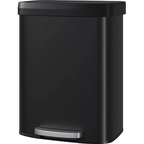 Müllbehälter, 60 Liter Kapazität, Edelstahlkonstruktion, Schwarz (1/2)