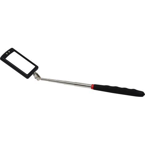 Dapetz ® 2 LED Light Extending Telescopic Inspection Work Mirror with Chrome Grip Handle and Shatter-Resistant Glass Mirror Sits on a 360° Swivel, Extendable from 29cm to 87cm (1/5)