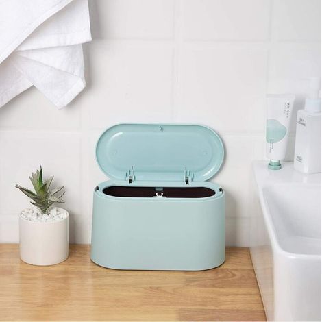 MOONSTARS Mini Poubelle de comptoir pour Presse, Couvercle de Cartouche, Poubelle, Porte-Maquillage, vanité, Salle de Bains, Cuisine, Bureau (Lumière Bleu) (1/3)