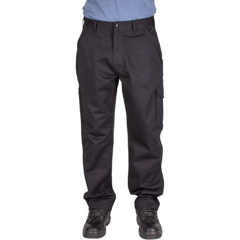 Pantalones de trabajo para hombre Pantalones de trabajo para hombre resistentes negros protectores BHP firi 36-32 cintura 90cm