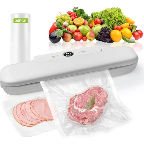 2-in-1-Vakuumiergerät mit 30 Beuteln Einfaches Vakuumier- und Entlüftungsgerät, ideal zum Vakuumieren und Aufbewahren, Weiß (1/5)