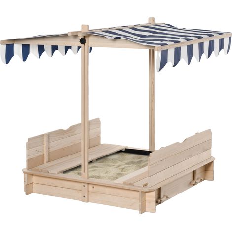 Arenero infantil, toldo regulable en altura, asientos cómodos, color azul. (1/2)