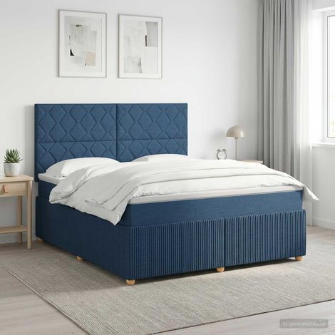 vidaXL Lit boxspring avec matelas Bleu 140 x 190 cm Tissu (1/5)