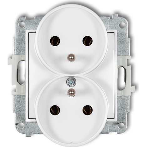 Karlik Mini blanco - enchufe doble con toma de tierra - mgpr-2z