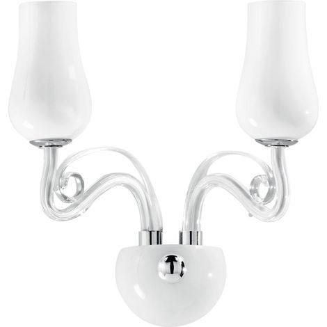 "Applique ANGEL in vetro bianco a due luci con dettagli cromati e trasparenti" (1/3)