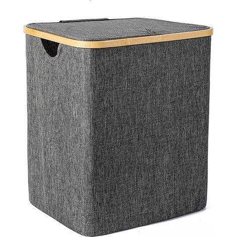 Cesto per la biancheria, Cesto per la biancheria con coperchio - Per bagno e camera da letto, grigio (1/5)