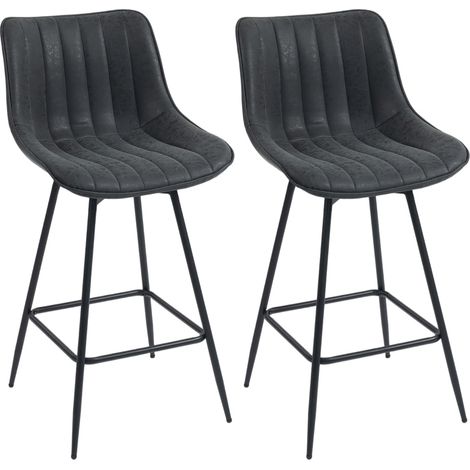 Set di 2 sgabelli da bar girevoli 68 cm con schienale, neri (1/4)