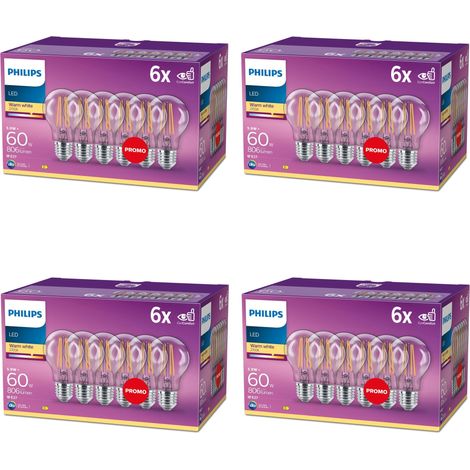 Philips Vorteilspaket E27 Standard Lampe (60 W) Klar Warmweißes Licht - 4 Stück (1/3)