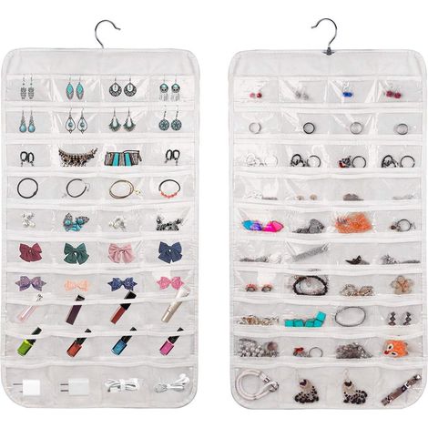 80 présentoir de support de stockage de bijoux suspendus à grille