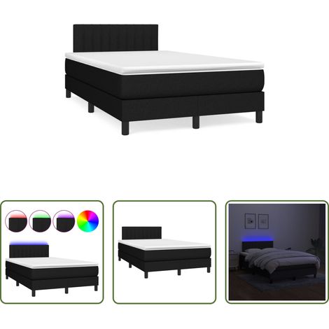 vidaXL LED-Leiste - Boxspringbett mit Matratze & LED Schwarz 120x190 cm Stoff (1/5)