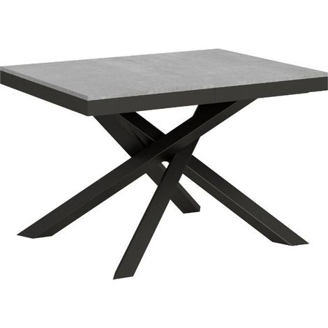 Petite table extensible gris béton et cadre anthracite 120-224cm Klass (1/5)