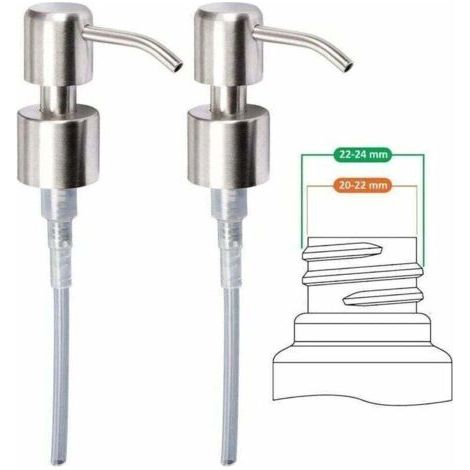 Pair Pompe distributeur de savon de rechange inox 24 mm brossé Haute qualité, 2 pièces (1/4)