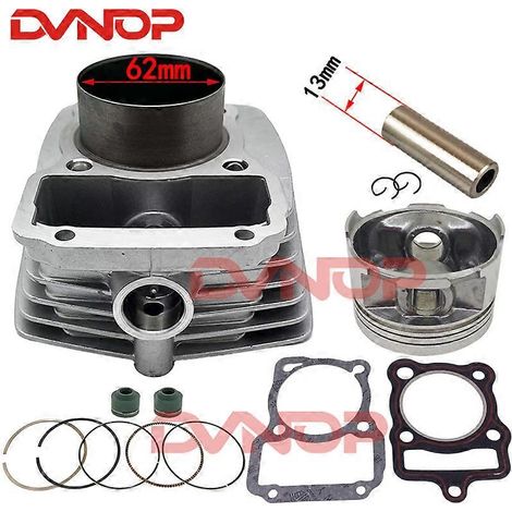 Kit de juntas y anillos de pistón para cilindro de motocicleta Honda XR 125 L NXR125 XR125L BROS TO 150, modificación de gran diámetro de 62 mm (plateado) (1/5)