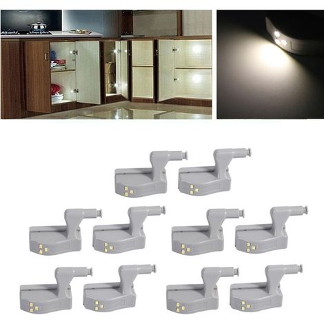 applique murale intérieure-Lampe LED Intelligente pour Hinges de Placard – Sensor à Motion – Blanc Chaud (10 Pack) – Sans Batteries