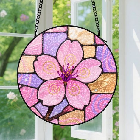 Suspension en vitrail - Attrape-soleil artistique unique élégant, décoration fenêtre intérieure, cadeau Fête des Pères pour homme, femme, papa 15 cm (1/5)