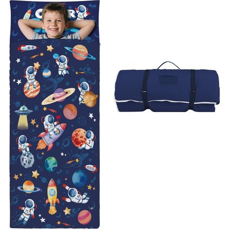 Sac de Couchage Chaud Enfant, Tapis de Sieste 150×60cm,Astronaute de l'espace (1/5)